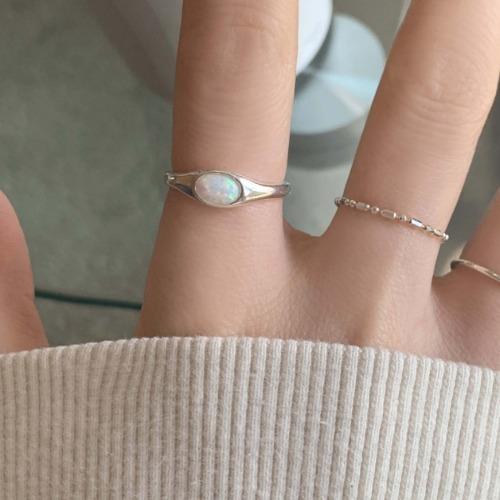 [무배] 실버925 타원 오팔 라운딩 반지