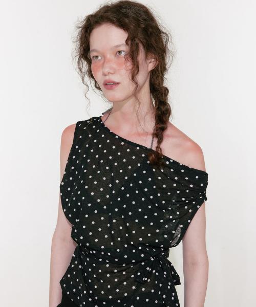 Dot Off Shoulder Top (Black)