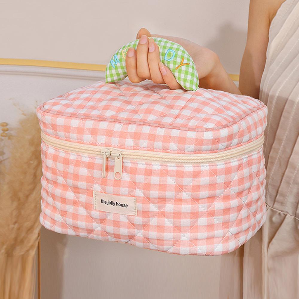 엠컴퍼니 휴대용 화장품파우치 여행용 메이크업 파우치 대용량 수납 여성용품 생리대 립스틱 손잡이 이너백