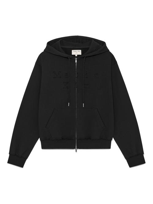 APPLIQUE CUTTED LOGO HOODY ZIP UP IN BLACK
