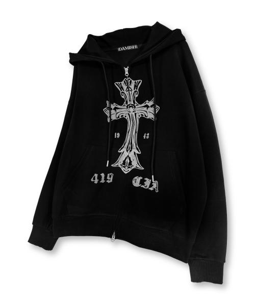 빈티지 크로스 투웨이 후드집업_블랙