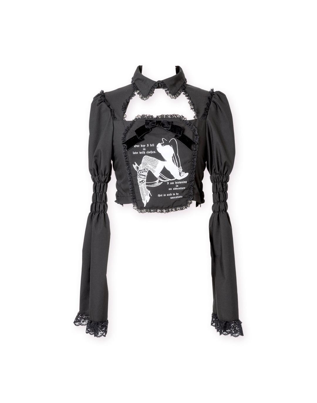 Flare sleeve coffin print blouse