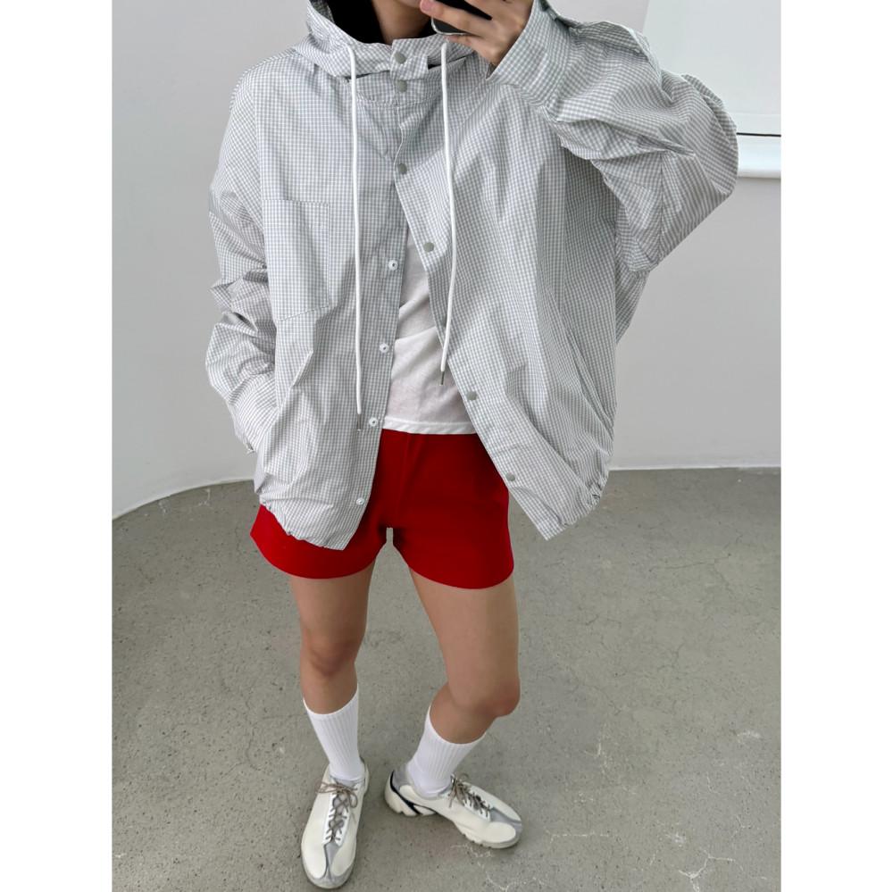 미니 체크 스트링 후드 점퍼 (3colors)