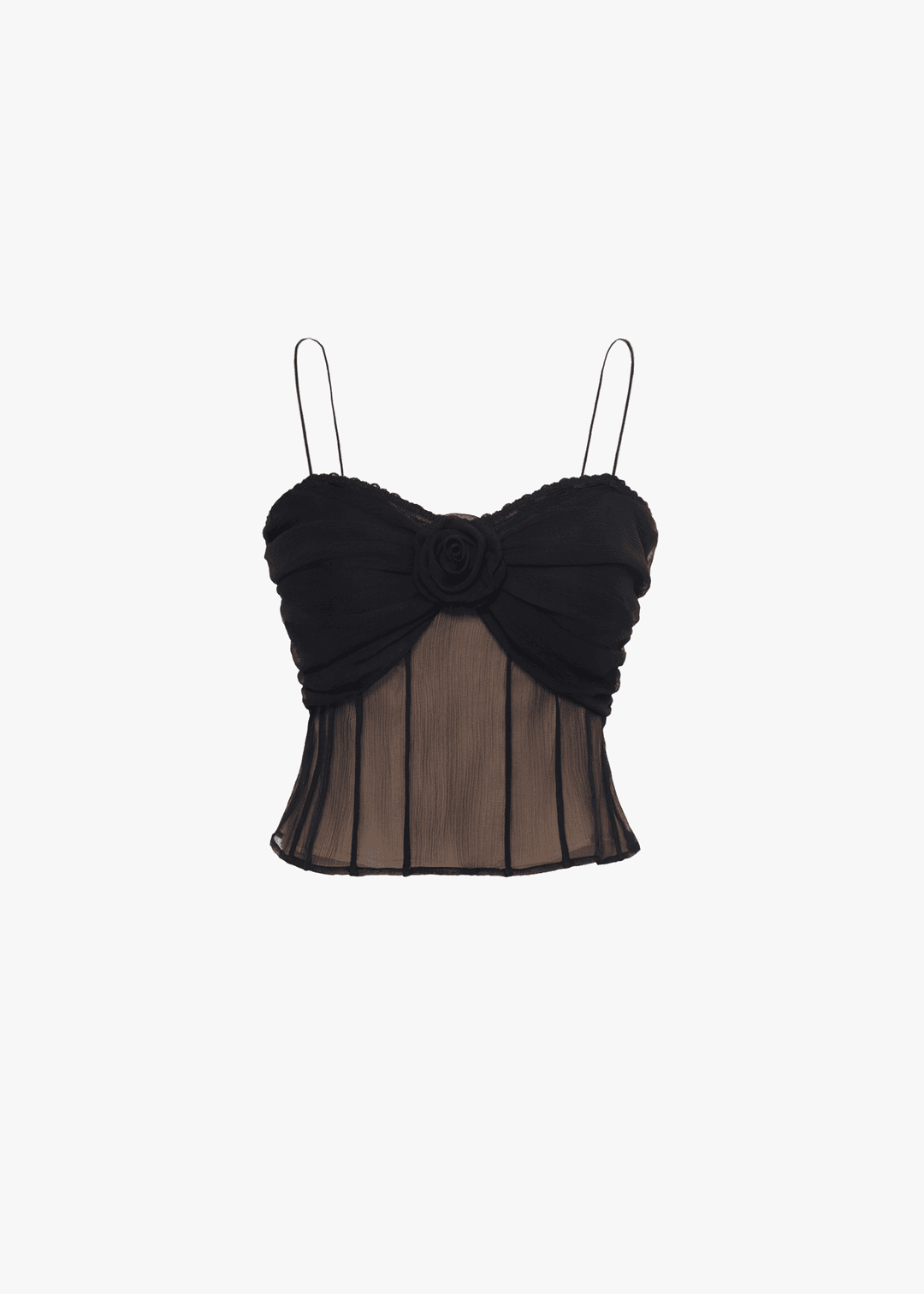 레이스 셔링 실크 탑