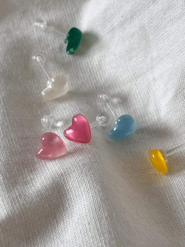 메모리 아크릴 하트 포인트 투명 피어싱 (11 color)