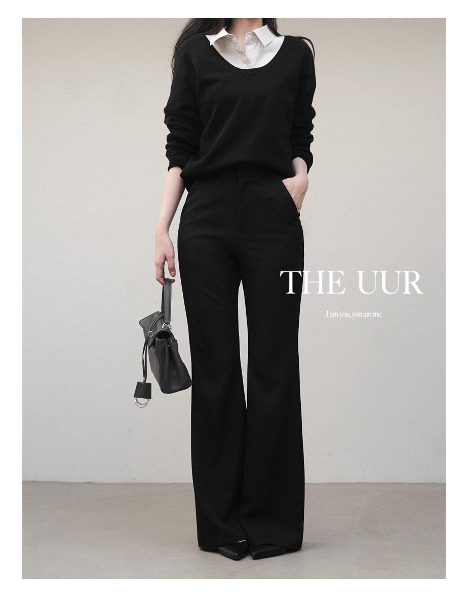 [5일소요] long/short] uur feather boot-cut slacks [black]