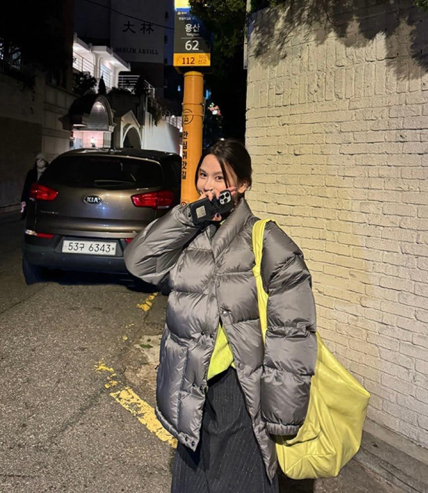 고중량 덕다운 하프 패딩점퍼 2color