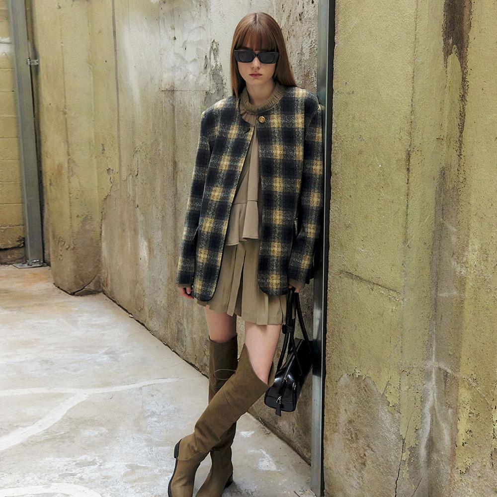 24 Winter_ [Limited edition] Check Wool Half Coat