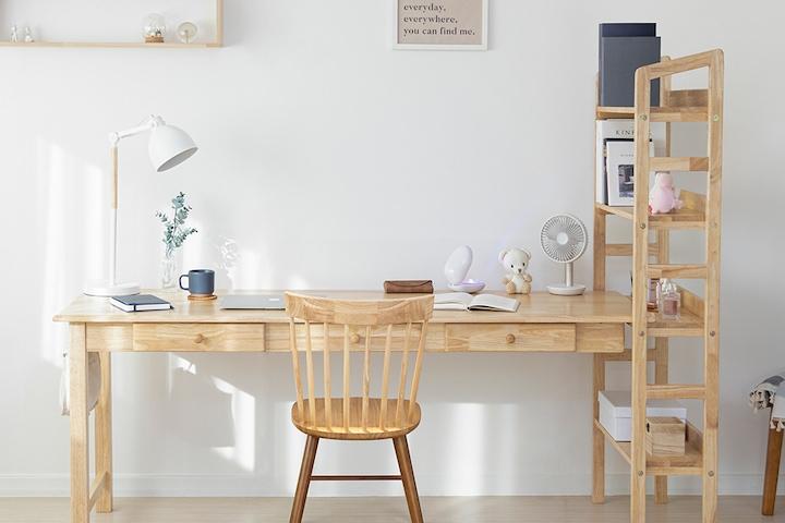 몬타 1980 h형 4단 고무나무 원목 컴퓨터 책상 책장 데스크