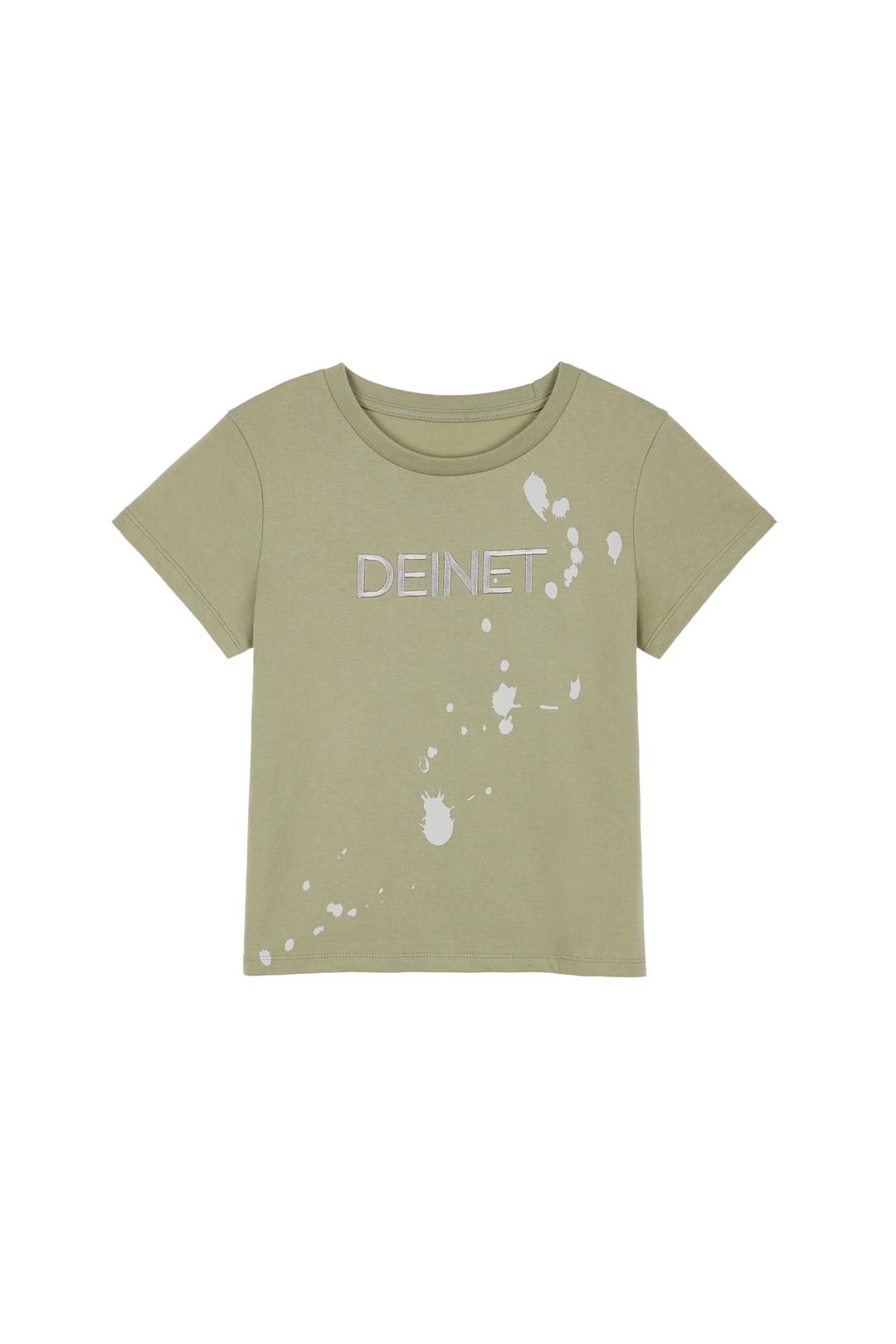 DEINET LOGO PAINTING T-SHIRTS IN KHAKI