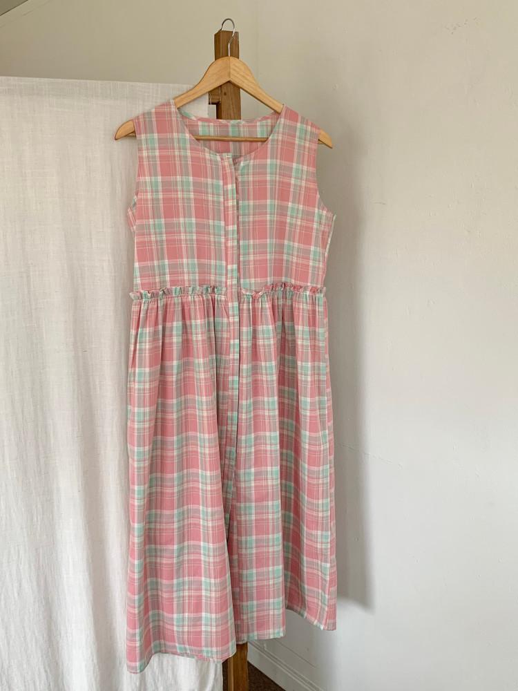 후르츠 체크 나시 원피스