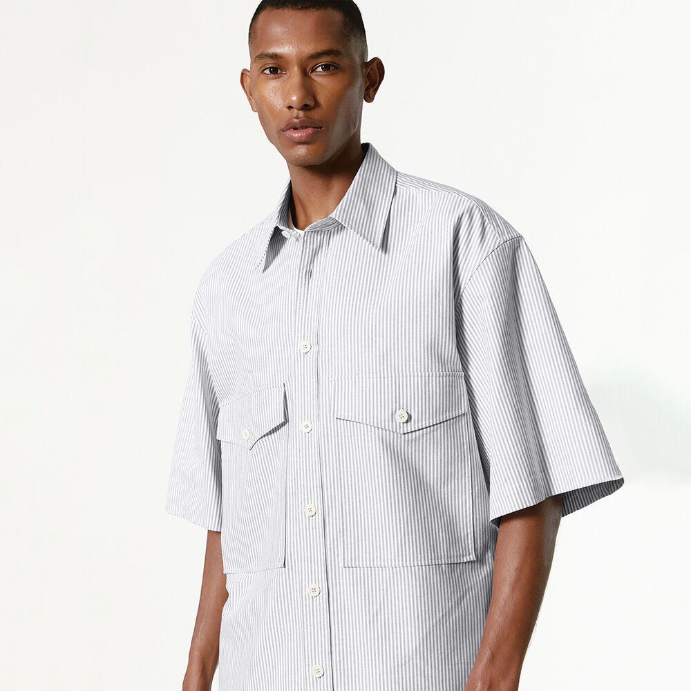 라이트그레이 오버핏 옥스퍼드 반팔셔츠 (JNSH3C805G1)