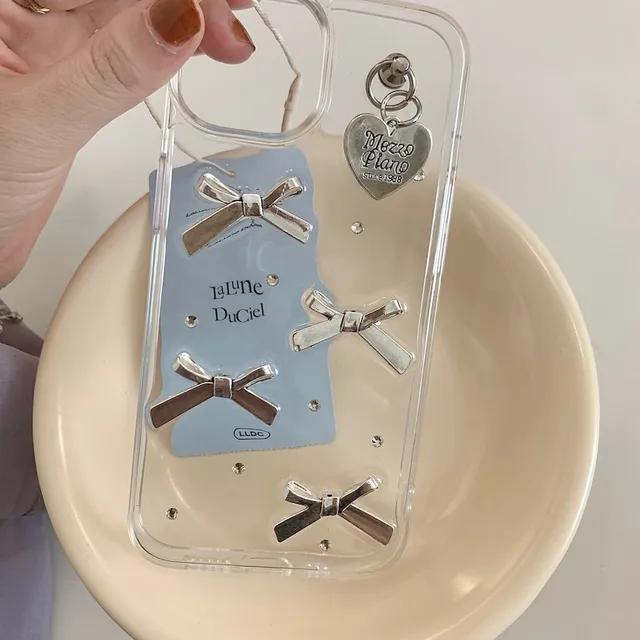 유니크 투명 입체 실버 리본 키링 세트 아이폰케이스