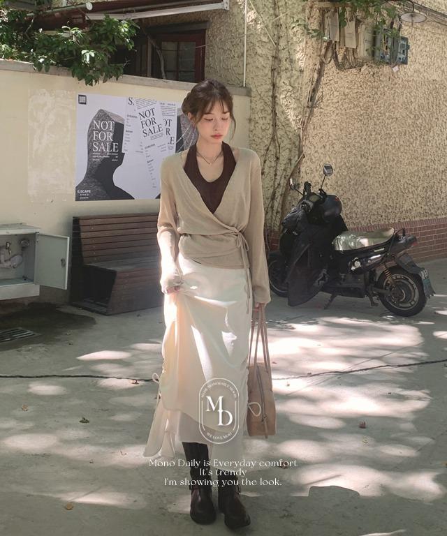 덴어 셔링 레이어드 스커트