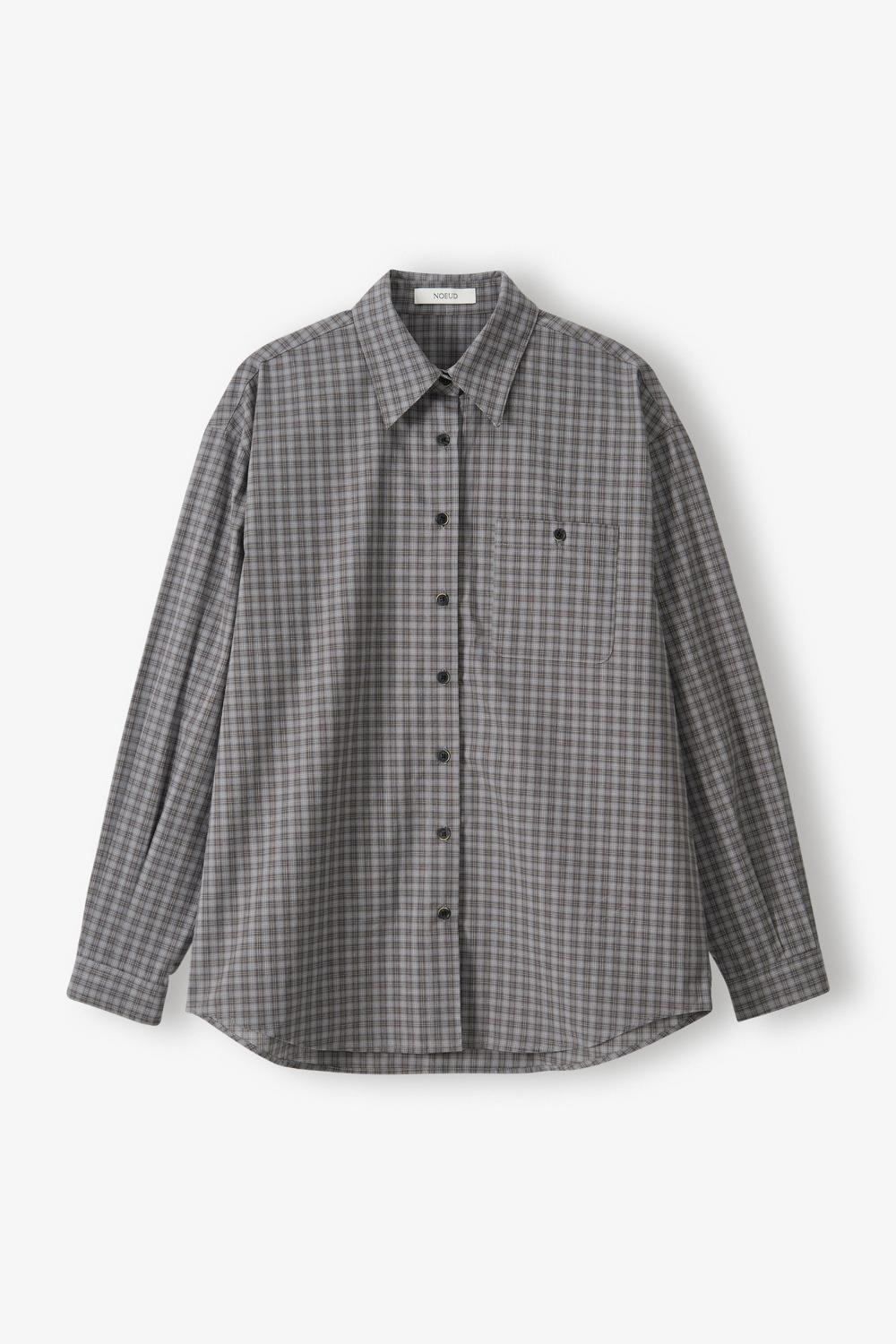 Single Button Check Shrit (Gray)