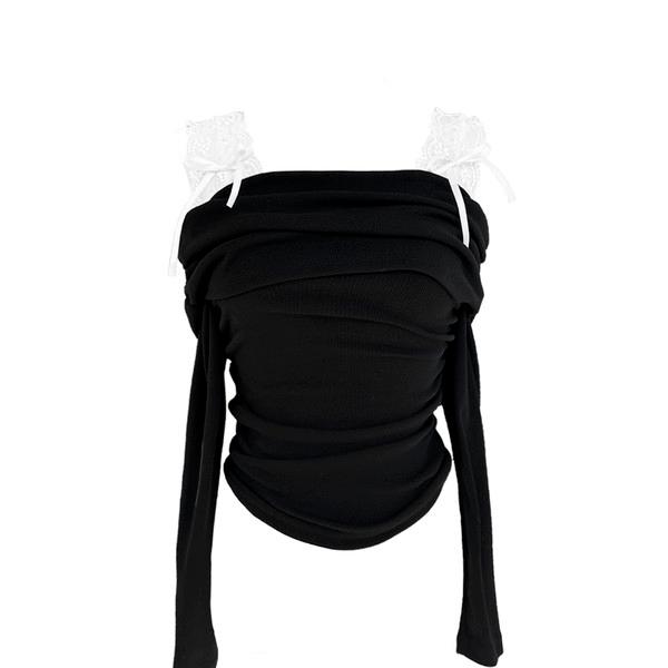 Sen lace ribbon off T (2colors)