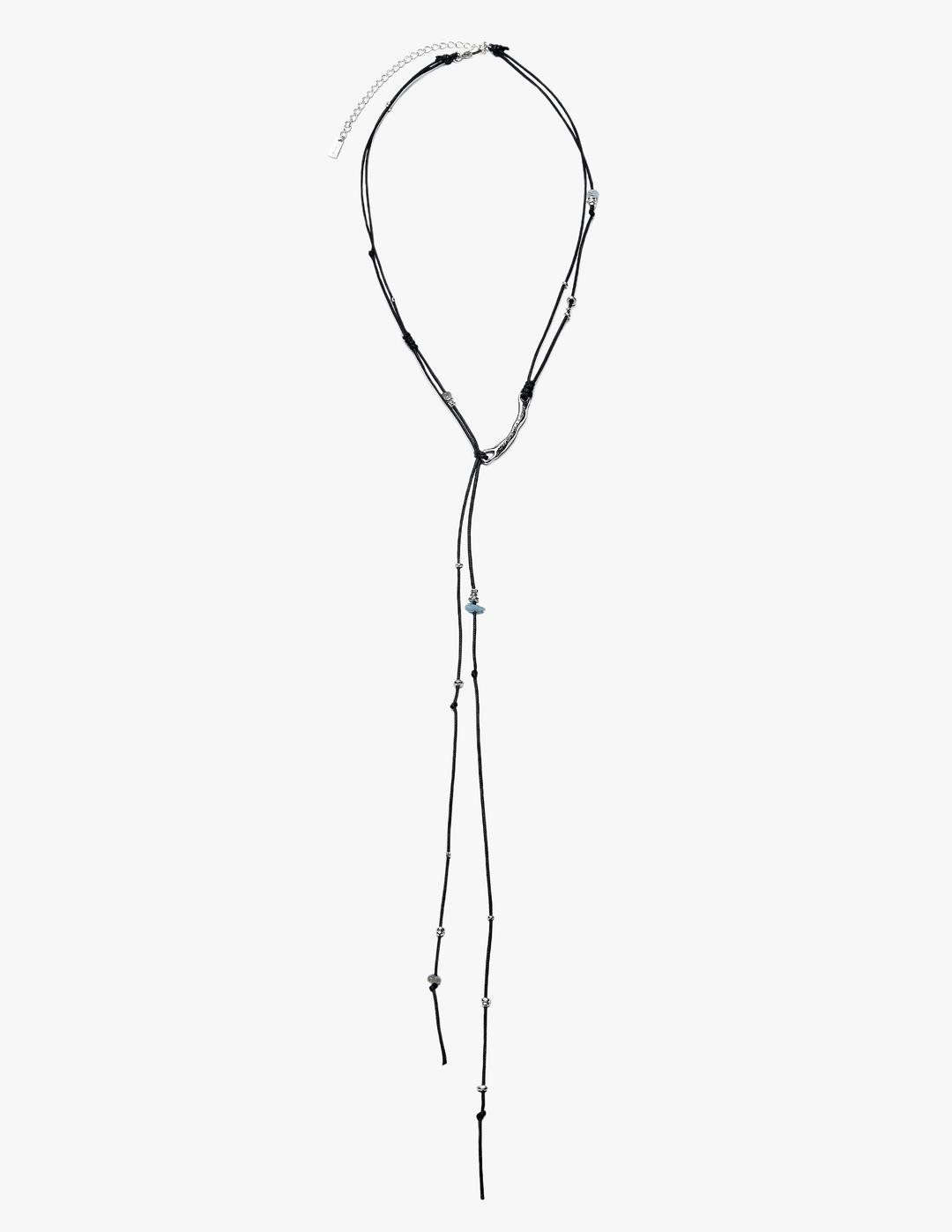 LETTERING MOLTEN STICK NECKLACE [BLACK/BEIGE/IVORY]