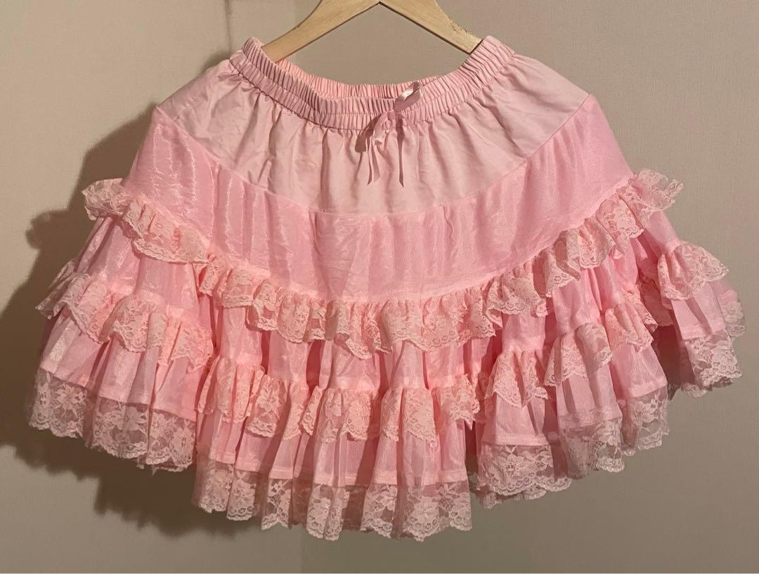 BODYLINE ミディアム丈 すそレース ボリューム パニエ