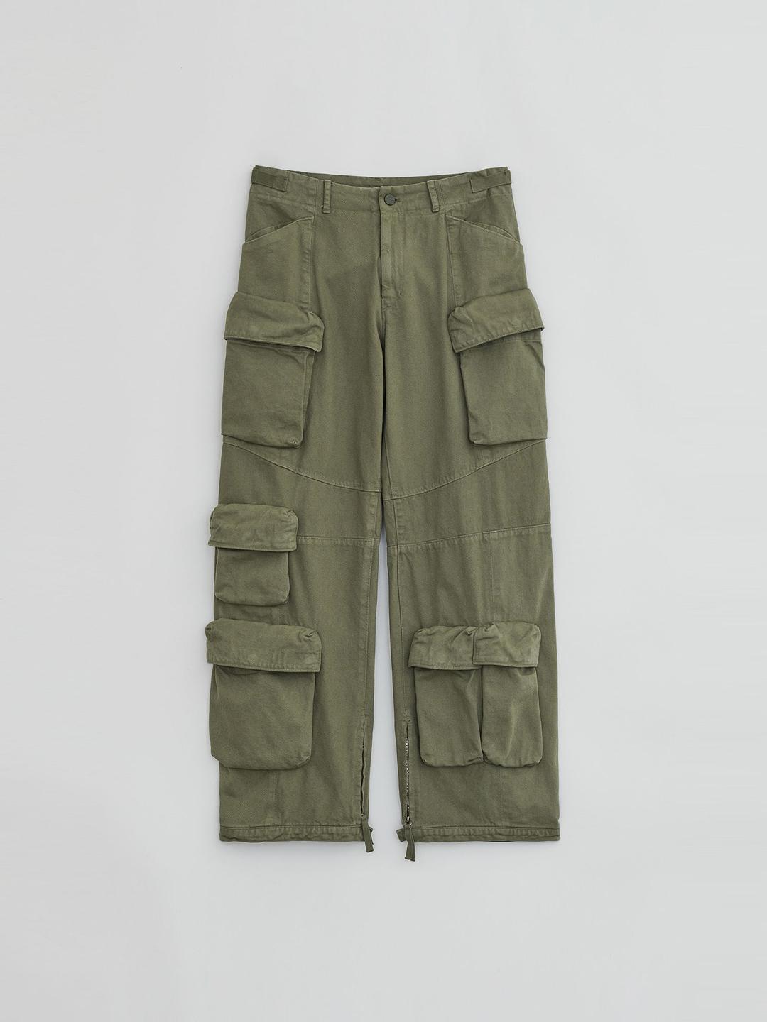 GARMENTS DYED UTILITY CARGO PANTS     OLIVE