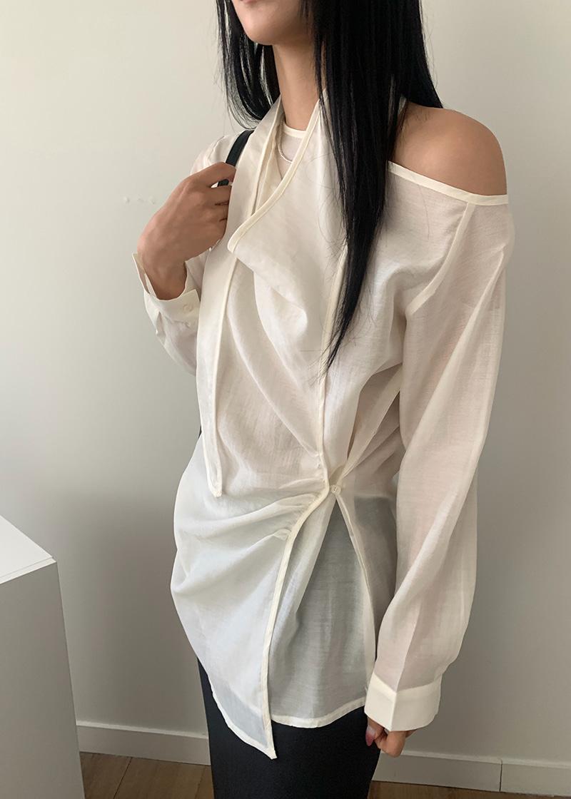 로아시스 [봄] 마그레니 타이 랩 블라우스