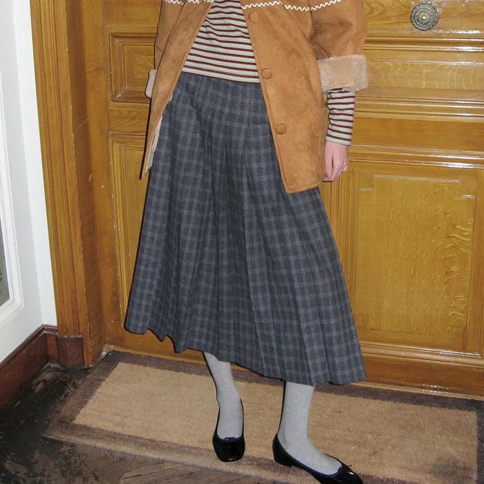 SN Pleated Wrap Skirt (Grey)