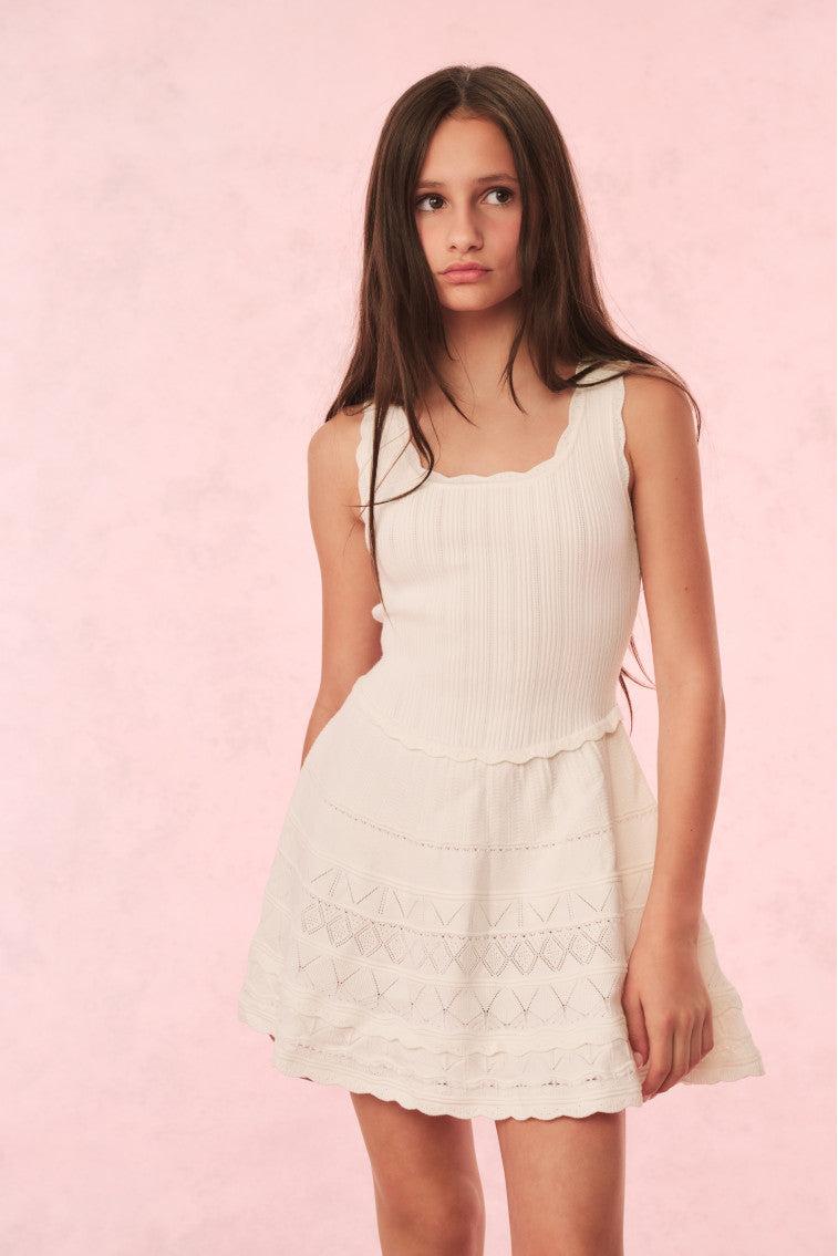 Girls Ronellia Knit Mini Dress - IVORY / XXS