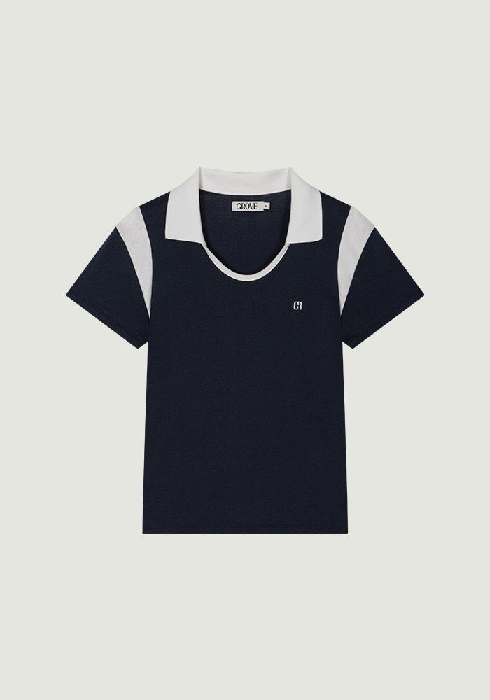 ELA U-NECK COLLAR T-SHIRT