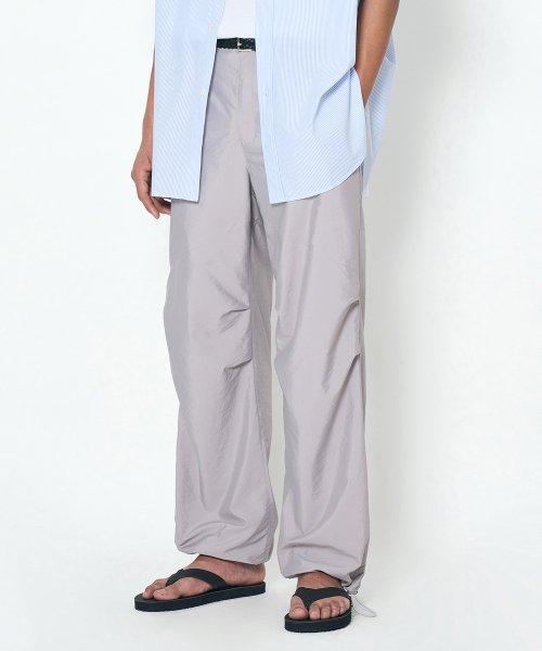 스트링 와이드 조거 팬츠 그레이