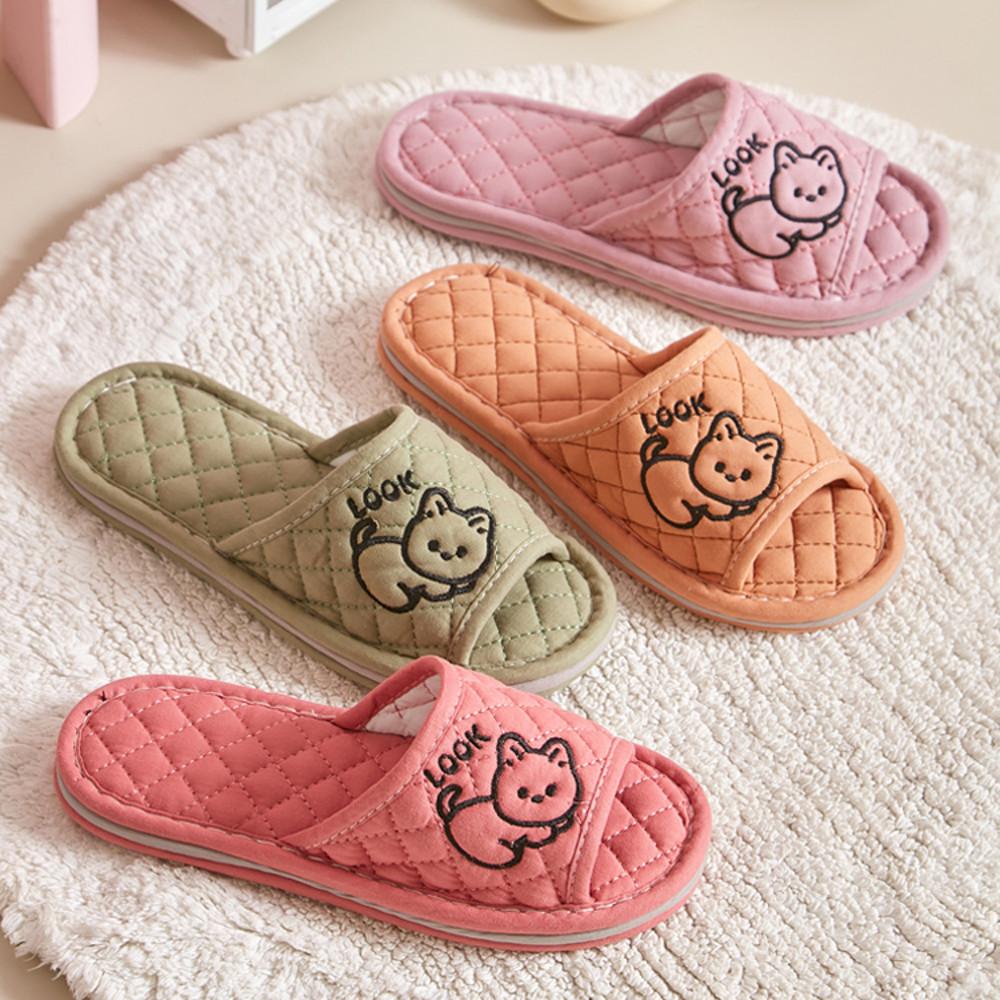 룩 고양이 두터운 누빔3중 실내 쿠션 슬리퍼 실내화