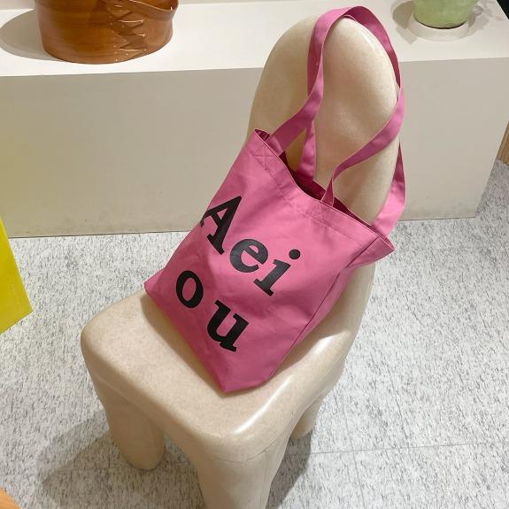 Aeiou Logo Bag (Cotton 100%)Pink Black