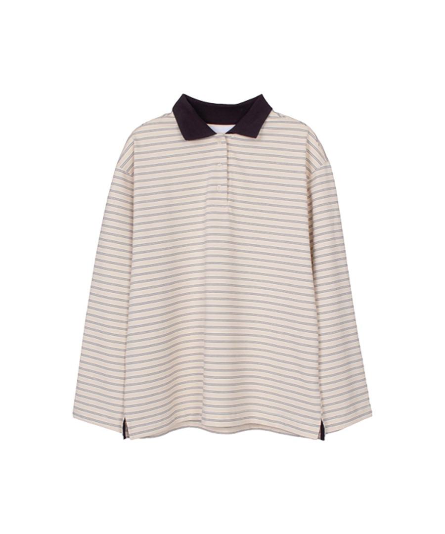 003 Stripe PK Long Sleeve (beige)