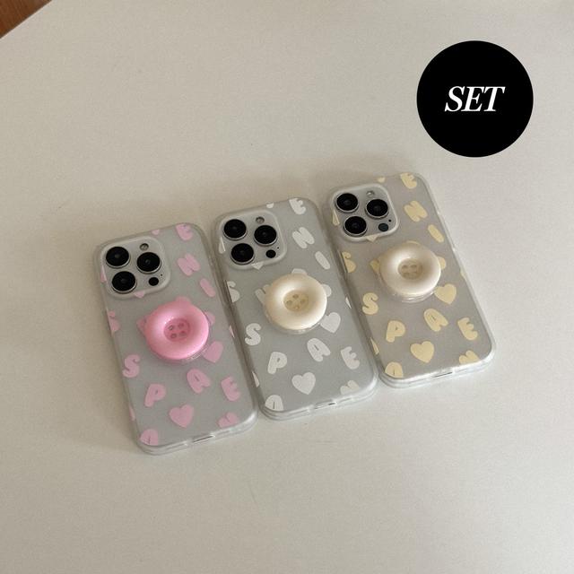 [SET] bubbly lettering 반투명케이스+단추톡