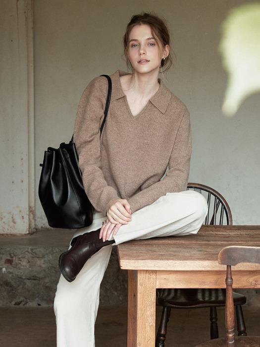 [3차 리오더] SERIN v-neck collar wool knit_MOCHA