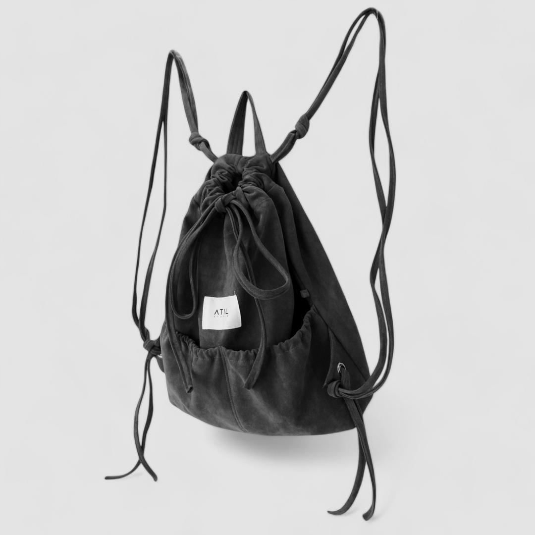 Suede Daily String Backpack_ [BLACK]