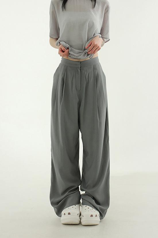 로컬맨션 silket wide banding slacks