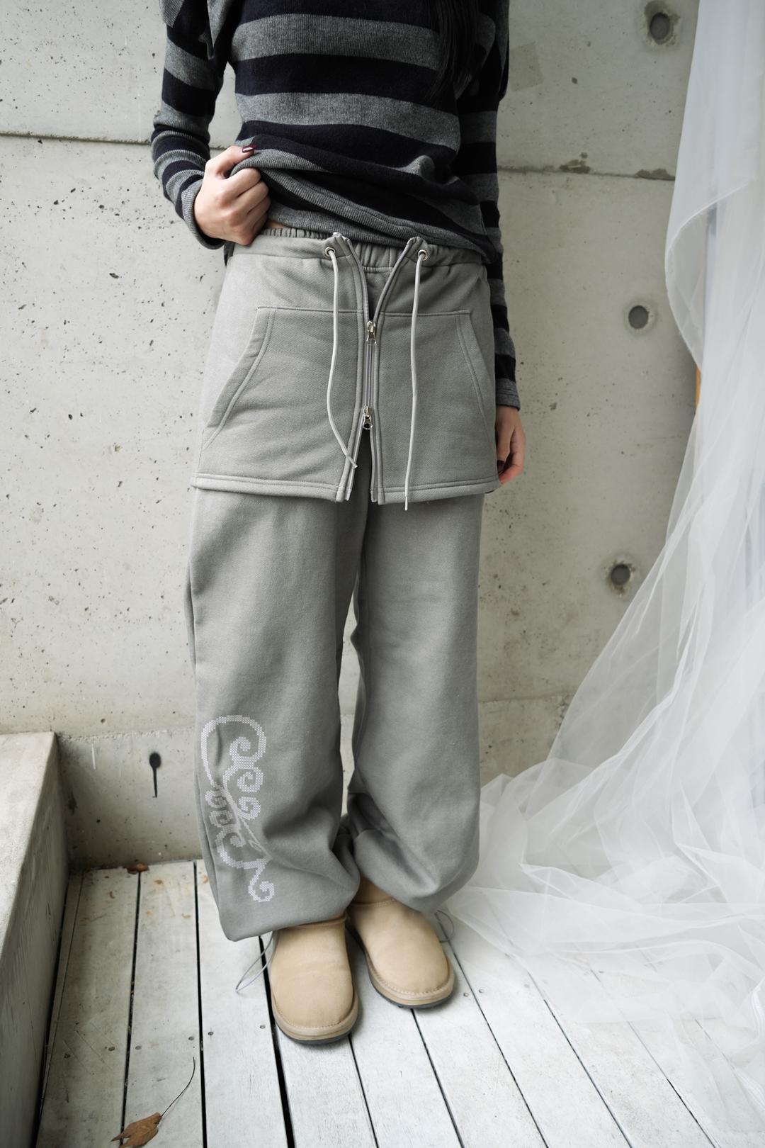 Skirt sweat pants set, washed grey (12/8 예약배송)