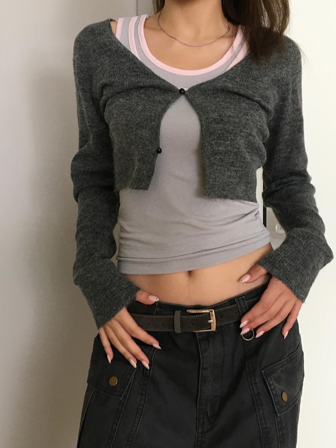 뮤즈 울 크롭 가디건 (4color)