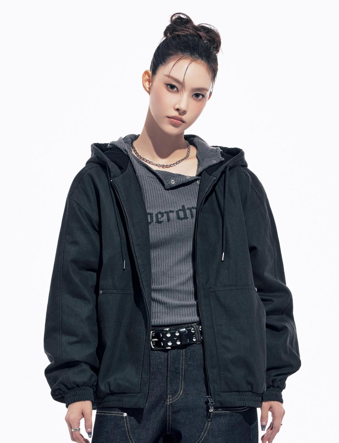 [아일릿 윤아 착용] VINTAGE PIGMENT HOOD JACKET BLACK