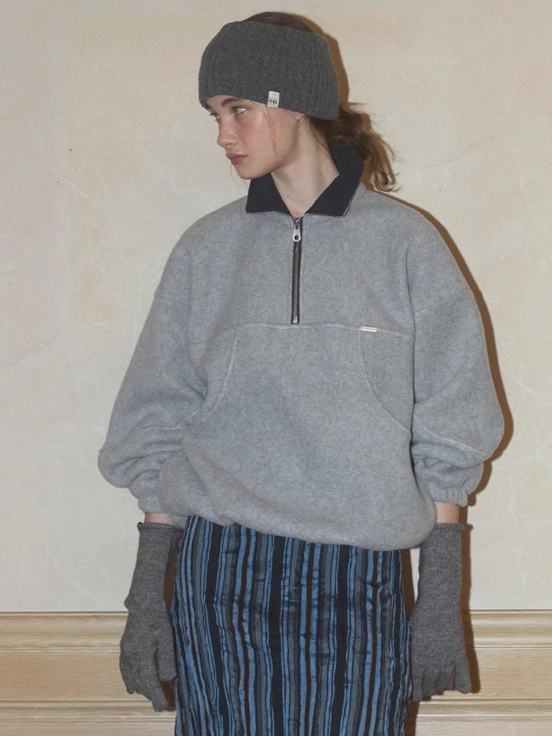 SO-IR - FLEECE HALF ZIP UP - GRAY