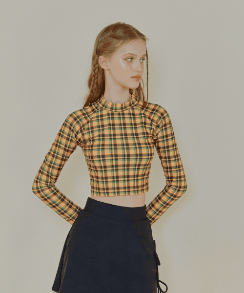 주디 체크 크롭 래쉬가드