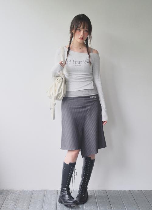 PREPPY UNBALANCE SKIRT / GRAY
