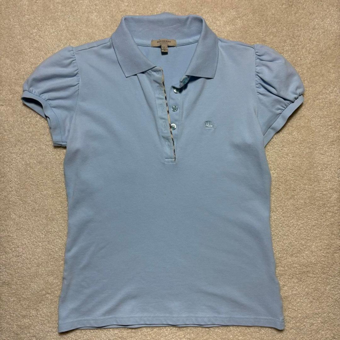 Burberry London Women’s Polo Baby Blue Puffy Sleeves...