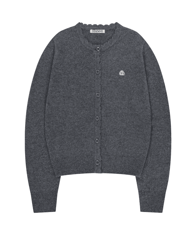 FLOWER BUTTON CARDIGAN GREY