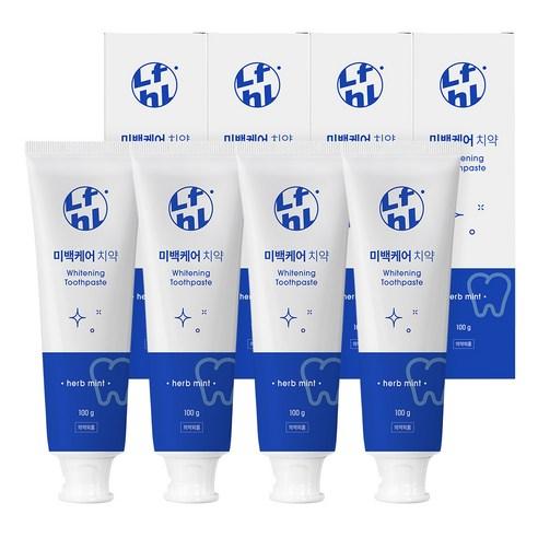 라이프홀릭 미백케어 치약 허브민트향, 100g, 4개 - 치약 | 쿠팡