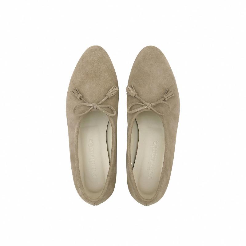 ribbon tassel shoes - suede greige