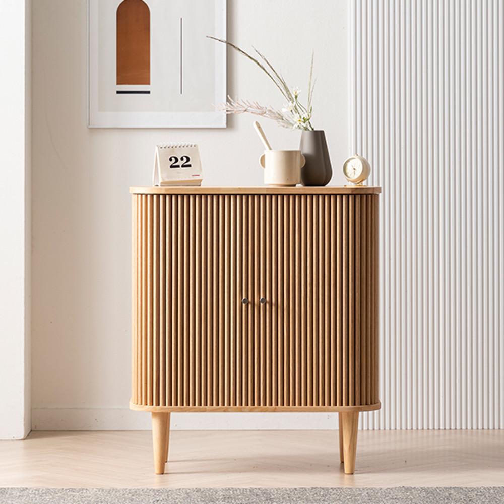 라보르 고무나무 원목 커브슬라이딩 수납장 800 LI310