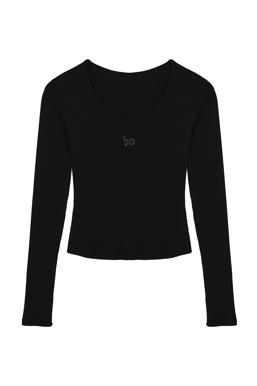 METAL LOGO LONG SLEEVE TOP BLACK