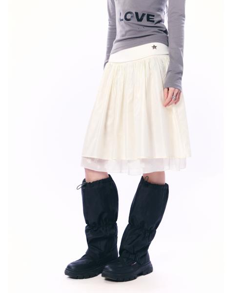 CHIFFON LAYERED SKIRT / CREAM