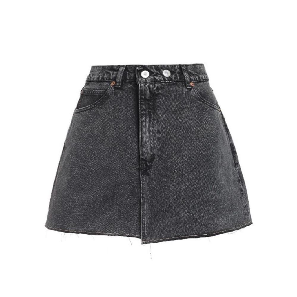 아워레가시 오버 다이 커브 데님 스커트 W4235COB OVERDYEDBLCK