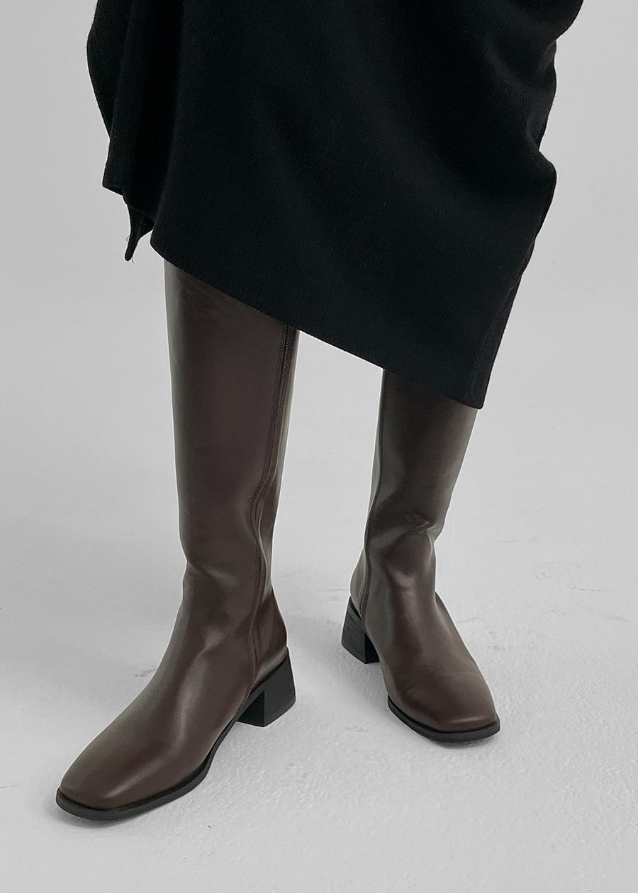 니웬 기모 레더 롱부츠